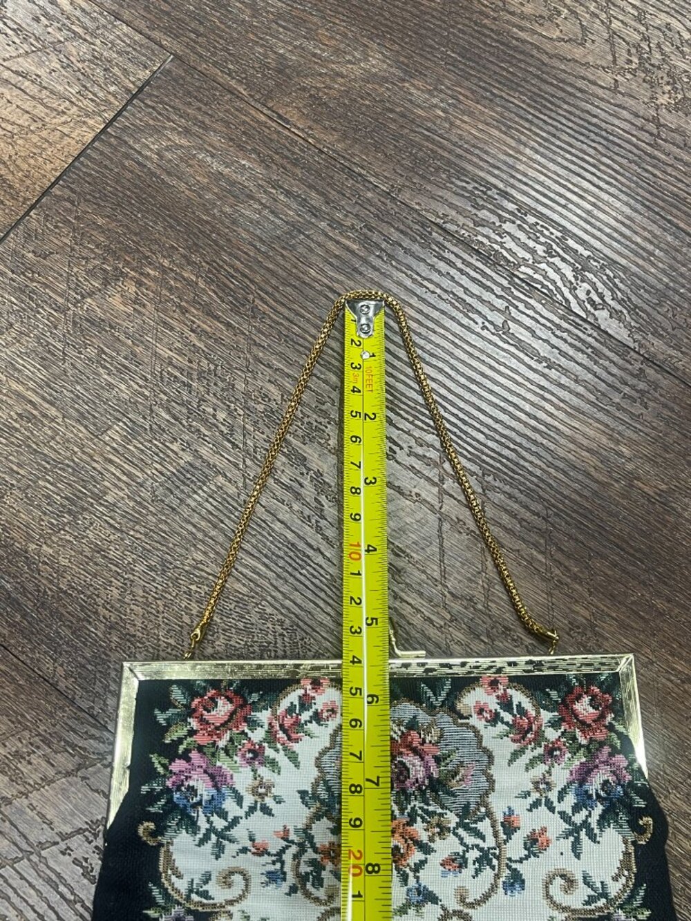 Vintage Buffums Floral Tapestry Purse Grandmacore Gold Chain Evening Bag - Picture 5 of 11
